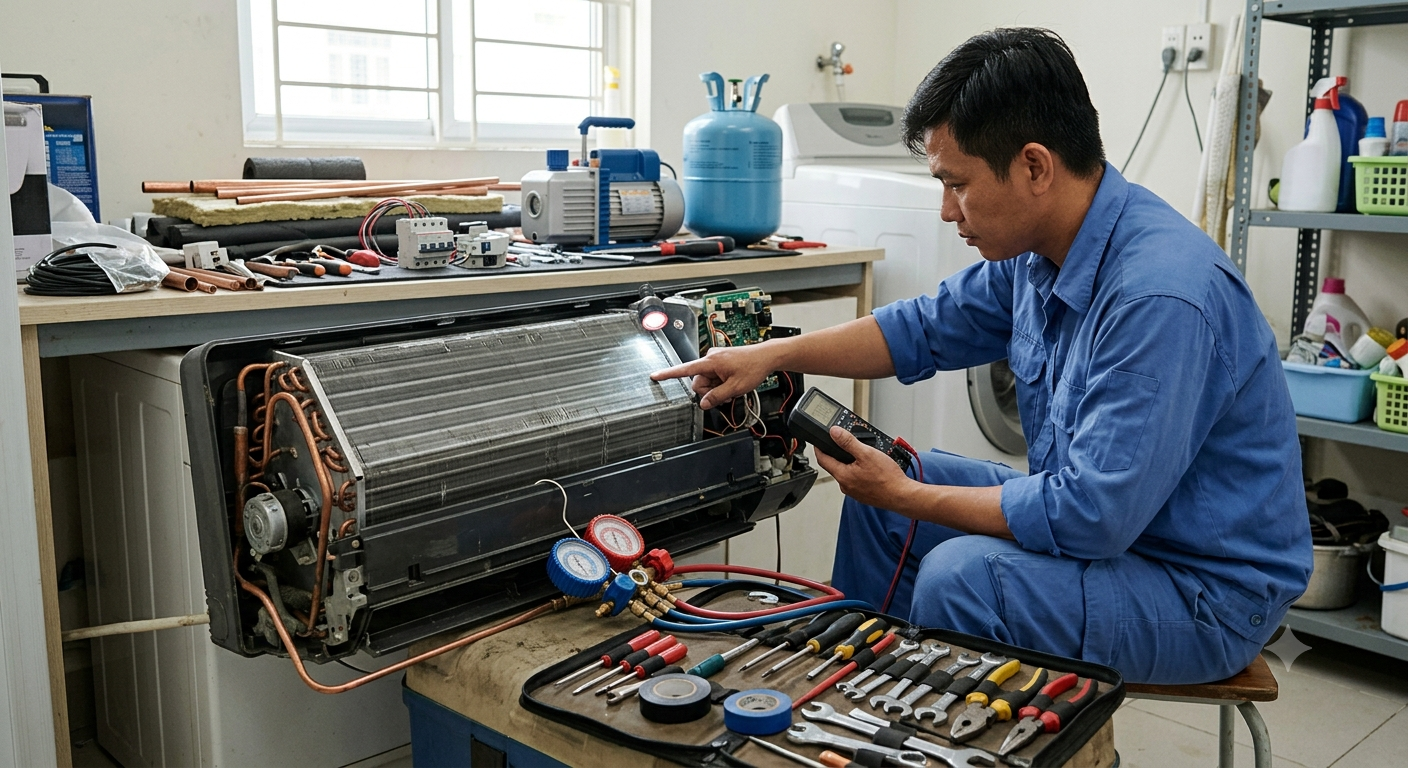 Các hạng mục cốt lõi cần kiểm tra khi sửa chữa máy lạnh